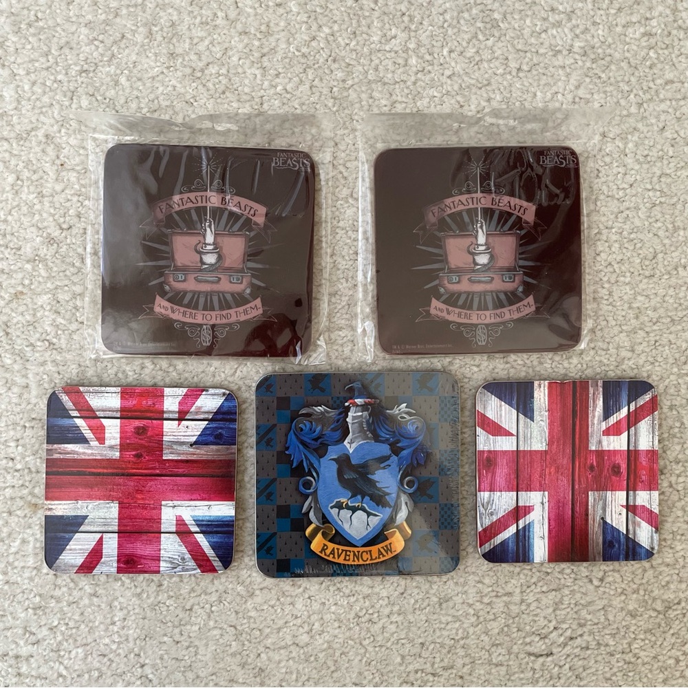 Fantastic Beasts, Union Jack, and Ravenclaw Coasters (5)